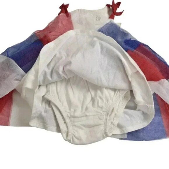 NWT Baby Gap Red White Blue 4th of July Firecracker American Tulle Dress 3-6M - Picture 2 of 8